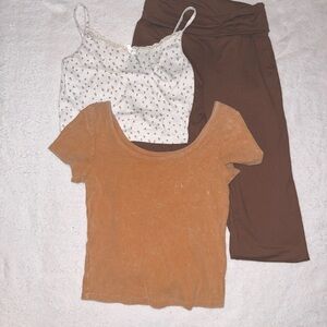Brown and Tan Outfit Set